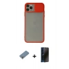 MARSİLYAN™- iPhone 11 Pro Max Kılıf Vadi Çizgi - Siyah 3D Antistatik Hayalet Cam Ekran Koruyucu + Metal Kamera Lens Koruma Cam - GS