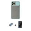 MARSİLYAN™- iPhone 11 Pro Max Kılıf Vadi Çizgi - Siyah 3D Antistatik Hayalet Cam Ekran Koruyucu + Metal Kamera Lens Koruma Cam - GS
