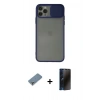MARSİLYAN™- iPhone 11 Pro Max Kılıf Vadi Çizgi - Siyah 3D Antistatik Hayalet Cam Ekran Koruyucu + Metal Kamera Lens Koruma Cam - GS
