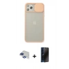 MARSİLYAN™- iPhone 11 Pro Max Kılıf Vadi Çizgi - Siyah 3D Antistatik Hayalet Cam Ekran Koruyucu + Pers Alüminyum Kamera Lens - LT