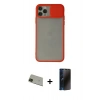 MARSİLYAN™- iPhone 11 Pro Max Kılıf Vadi Çizgi - Siyah 3D Antistatik Hayalet Cam Ekran Koruyucu + Rainbow Kamera Lens Koruma Cam - YL