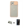 MARSİLYAN™- iPhone 11 Pro Max Kılıf Vadi Çizgi - Siyah 3D Antistatik Hayalet Cam Ekran Koruyucu + Rainbow Kamera Lens Koruma Cam - YL