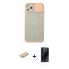 MARSİLYAN™- iPhone 11 Pro Max Kılıf Vadi Çizgi - Siyah 3D Antistatik Hayalet Cam Ekran Koruyucu + Renkli Kamera Lens Koruma Cam - SI