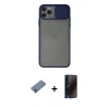 MARSİLYAN™- iPhone 11 Pro Max Kılıf Vadi Çizgi - Siyah 3D Antistatik Hayalet Cam Ekran Koruyucu + Shine Kamera Lens Koruma Cam - MI