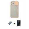 MARSİLYAN™- iPhone 11 Pro Max Kılıf Vadi Çizgi - Siyah 3D Antistatik Hayalet Cam Ekran Koruyucu + Shine Kamera Lens Koruma Cam - SABE