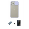 MARSİLYAN™- iPhone 11 Pro Max Kılıf Vadi Çizgi - Siyah 3D Antistatik Hayalet Cam Ekran Koruyucu + Shine Kamera Lens Koruma Cam - MI