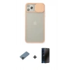 MARSİLYAN™- iPhone 11 Pro Max Kılıf Vadi Çizgi - Siyah 3D Antistatik Hayalet Cam Ekran Koruyucu + Shine Kamera Lens Koruma Cam - SH