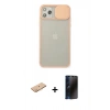 MARSİLYAN™- iPhone 11 Pro Max Kılıf Vadi Çizgi - Siyah 3D Antistatik Hayalet Cam Ekran Koruyucu + Renkli Kamera Lens Koruma Cam - TU