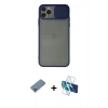 MARSİLYAN™- iPhone 11 Pro Max Kılıf Vadi Çizgi - Siyah 3D Antistatik Seramik Nano Ekran Koruyucu + Metal Kamera Lens Koruma Cam - GD