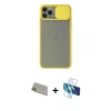 MARSİLYAN™- iPhone 11 Pro Max Kılıf Vadi Çizgi - Siyah 3D Antistatik Seramik Nano Ekran Koruyucu + Rainbow Kamera Lens Koruma Cam - GD