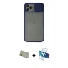 MARSİLYAN™- iPhone 11 Pro Max Kılıf Vadi Çizgi - Siyah 3D Antistatik Seramik Nano Ekran Koruyucu + Rainbow Kamera Lens Koruma Cam - GD
