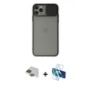 MARSİLYAN™- iPhone 11 Pro Max Kılıf Vadi Çizgi - Siyah 3D Antistatik Seramik Nano Ekran Koruyucu + Pers Alüminyum Kamera Lens - YL
