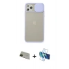 MARSİLYAN™- iPhone 11 Pro Max Kılıf Vadi Çizgi - Siyah 3D Antistatik Seramik Nano Ekran Koruyucu + Rainbow Kamera Lens Koruma Cam - YL