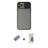 MARSİLYAN™- iPhone 11 Pro Max Kılıf Vadi Çizgi - Siyah 6D Mat Seramik Hayalet Nano Ekran Koruyucu + Metal Kamera Lens Koruma Cam - AKYL