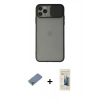 MARSİLYAN™- iPhone 11 Pro Max Kılıf Vadi Çizgi - Siyah 6D Mat Seramik Hayalet Nano Ekran Koruyucu + Metal Kamera Lens Koruma Cam - GS