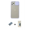 MARSİLYAN™- iPhone 11 Pro Max Kılıf Vadi Çizgi - Siyah 6D Mat Seramik Hayalet Nano Ekran Koruyucu + Metal Kamera Lens Koruma Cam - GS