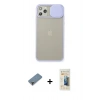 MARSİLYAN™- iPhone 11 Pro Max Kılıf Vadi Çizgi - Siyah 6D Mat Seramik Hayalet Nano Ekran Koruyucu + Metal Kamera Lens Koruma Cam - MR