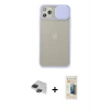 MARSİLYAN™- iPhone 11 Pro Max Kılıf Vadi Çizgi - Siyah 6D Mat Seramik Hayalet Nano Ekran Koruyucu + Pers Alüminyum Kamera Lens - SH
