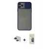 MARSİLYAN™- iPhone 11 Pro Max Kılıf Vadi Çizgi - Siyah 6D Mat Seramik Hayalet Nano Ekran Koruyucu + Pers Alüminyum Kamera Lens - SH
