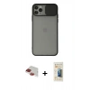 MARSİLYAN™- iPhone 11 Pro Max Kılıf Vadi Çizgi - Siyah 6D Mat Seramik Hayalet Nano Ekran Koruyucu + Pers Alüminyum Kamera Lens - KI
