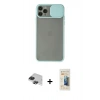 MARSİLYAN™- iPhone 11 Pro Max Kılıf Vadi Çizgi - Siyah 6D Mat Seramik Hayalet Nano Ekran Koruyucu + Pers Alüminyum Kamera Lens - SH
