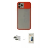 MARSİLYAN™- iPhone 11 Pro Max Kılıf Vadi Çizgi - Siyah 6D Mat Seramik Hayalet Nano Ekran Koruyucu + Yeşil Pers Alüminyum Kamera Lens