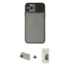 MARSİLYAN™- iPhone 11 Pro Max Kılıf Vadi Çizgi - Siyah 6D Mat Seramik Hayalet Nano Ekran Koruyucu + Rainbow Kamera Lens Koruma Cam - YL
