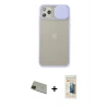 MARSİLYAN™- iPhone 11 Pro Max Kılıf Vadi Çizgi - Siyah 6D Mat Seramik Hayalet Nano Ekran Koruyucu + Rainbow Kamera Lens Koruma Cam - YL