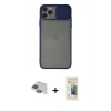 MARSİLYAN™- iPhone 11 Pro Max Kılıf Vadi Çizgi - Siyah 6D Mat Seramik Hayalet Nano Ekran Koruyucu + Yeşil Pers Alüminyum Kamera Lens