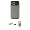 MARSİLYAN™- iPhone 11 Pro Max Kılıf Vadi Çizgi - Siyah 6D Mat Seramik Hayalet Nano Ekran Koruyucu + Yeşil Renkli Kamera Lens Koruma Cam
