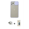 MARSİLYAN™- iPhone 11 Pro Max Kılıf Vadi Çizgi - Siyah 6D Mat Seramik Hayalet Nano Ekran Koruyucu + Yeşil Pers Alüminyum Kamera Lens