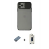 MARSİLYAN™- iPhone 11 Pro Max Kılıf Vadi Çizgi - Siyah Bilvis Hayalet Cam Ekran Koruyucu + Shine Kamera Lens Koruma Cam - GI