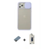 MARSİLYAN™- iPhone 11 Pro Max Kılıf Vadi Çizgi - Siyah Bilvis Hayalet Cam Ekran Koruyucu + Shine Kamera Lens Koruma Cam - GD