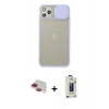 MARSİLYAN™- iPhone 11 Pro Max Kılıf Vadi Çizgi - Siyah Bilvis Hayalet Cam Ekran Koruyucu + Pers Alüminyum Kamera Lens - KI