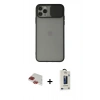 MARSİLYAN™- iPhone 11 Pro Max Kılıf Vadi Çizgi - Siyah Bilvis Hayalet Cam Ekran Koruyucu + Pers Alüminyum Kamera Lens - KI