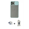 MARSİLYAN™- iPhone 11 Pro Max Kılıf Vadi Çizgi - Siyah Bilvis Hayalet Cam Ekran Koruyucu + Pers Alüminyum Kamera Lens - LT