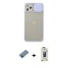 MARSİLYAN™- iPhone 11 Pro Max Kılıf Vadi Çizgi - Siyah Bilvis Hayalet Cam Ekran Koruyucu + Metal Kamera Lens Koruma Cam - MI