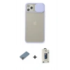 MARSİLYAN™- iPhone 11 Pro Max Kılıf Vadi Çizgi - Siyah Bilvis Hayalet Cam Ekran Koruyucu + Metal Kamera Lens Koruma Cam - AKYL