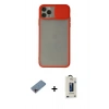 MARSİLYAN™- iPhone 11 Pro Max Kılıf Vadi Çizgi - Siyah Bilvis Hayalet Cam Ekran Koruyucu + Pembe Shine Kamera Lens Koruma Cam