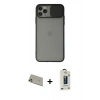 MARSİLYAN™- iPhone 11 Pro Max Kılıf Vadi Çizgi - Siyah Bilvis Hayalet Cam Ekran Koruyucu + Rainbow Kamera Lens Koruma Cam - GD