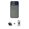 MARSİLYAN™- iPhone 11 Pro Max Kılıf Vadi Çizgi - Siyah Bilvis Hayalet Cam Ekran Koruyucu + Kamera Lens Koruma Cam - SF