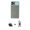 MARSİLYAN™- iPhone 11 Pro Max Kılıf Vadi Çizgi - Siyah Bilvis Hayalet Cam Ekran Koruyucu + Kamera Lens Koruma Cam - SF