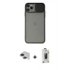 MARSİLYAN™- iPhone 11 Pro Max Kılıf Vadi Çizgi - Siyah Bilvis Hayalet Cam Ekran Koruyucu + Pers Alüminyum Kamera Lens - SH