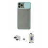 MARSİLYAN™- iPhone 11 Pro Max Kılıf Vadi Çizgi - Siyah Bilvis Hayalet Cam Ekran Koruyucu + Pers Alüminyum Kamera Lens - SH