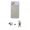 MARSİLYAN™- iPhone 11 Pro Max Kılıf Vadi Çizgi - Siyah Bilvis Hayalet Cam Ekran Koruyucu + Pers Alüminyum Kamera Lens - SH