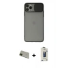 MARSİLYAN™- iPhone 11 Pro Max Kılıf Vadi Çizgi - Siyah Bilvis Hayalet Cam Ekran Koruyucu + Rainbow Kamera Lens Koruma Cam - YL