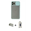 MARSİLYAN™- iPhone 11 Pro Max Kılıf Vadi Çizgi - Siyah Bilvis Hayalet Cam Ekran Koruyucu + Rainbow Kamera Lens Koruma Cam - YL