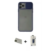 MARSİLYAN™- iPhone 11 Pro Max Kılıf Vadi Çizgi - Siyah Bilvis Hayalet Cam Ekran Koruyucu + Rainbow Kamera Lens Koruma Cam - YL