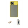 MARSİLYAN™- iPhone 11 Pro Max Kılıf Vadi Çizgi - Siyah Bilvis Hayalet Cam Ekran Koruyucu + Renkli Kamera Lens Koruma Cam - YL