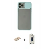 MARSİLYAN™- iPhone 11 Pro Max Kılıf Vadi Çizgi - Siyah Bilvis Hayalet Cam Ekran Koruyucu + Renkli Kamera Lens Koruma Cam - YL